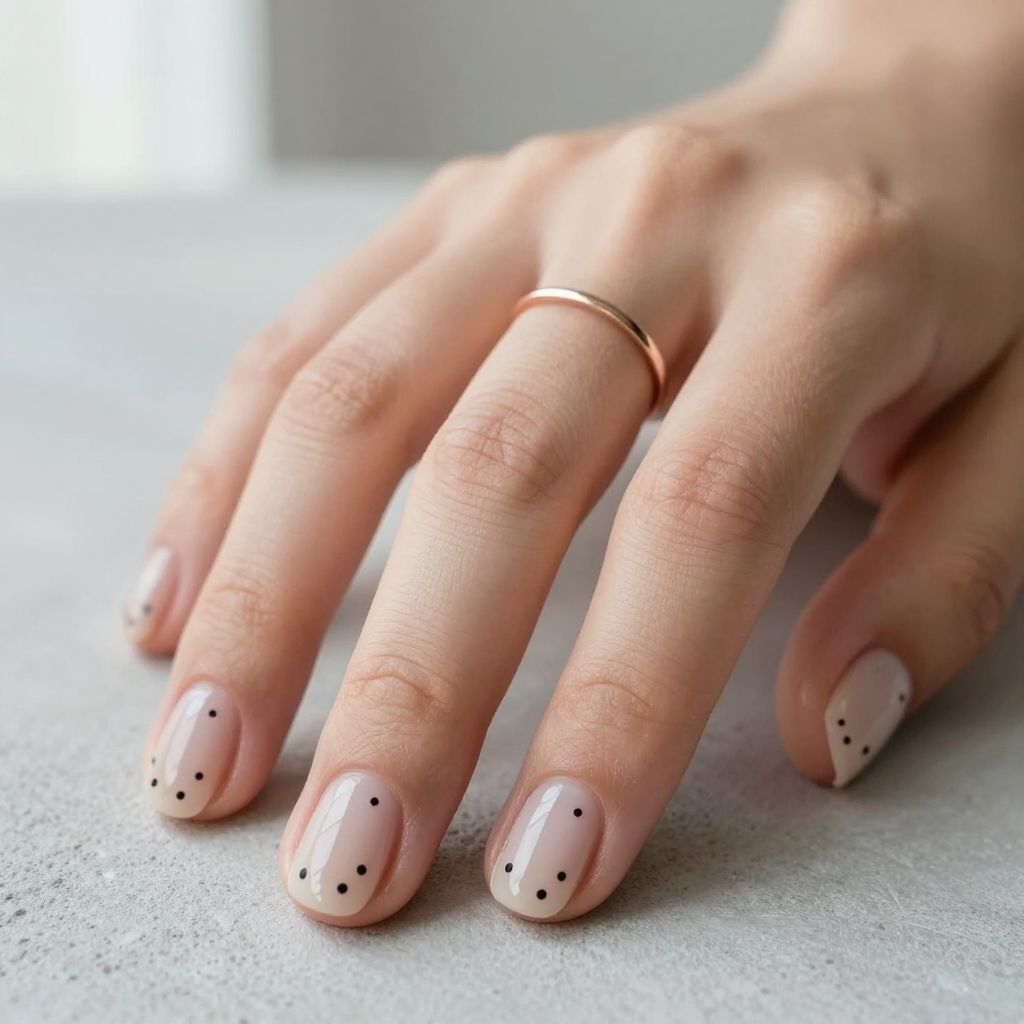 Minimal Black Dot Nails