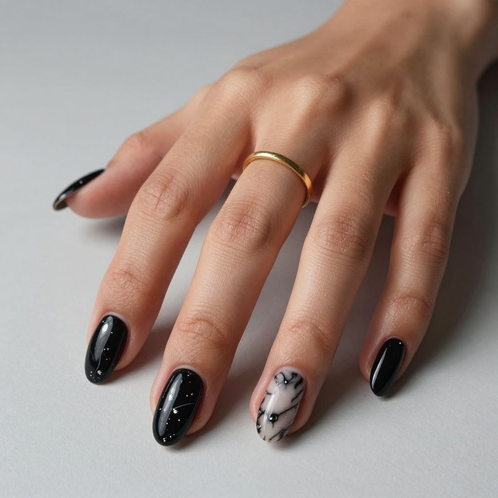 Black Marble Nails