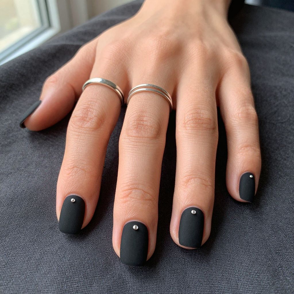 Matte velvet black square nails