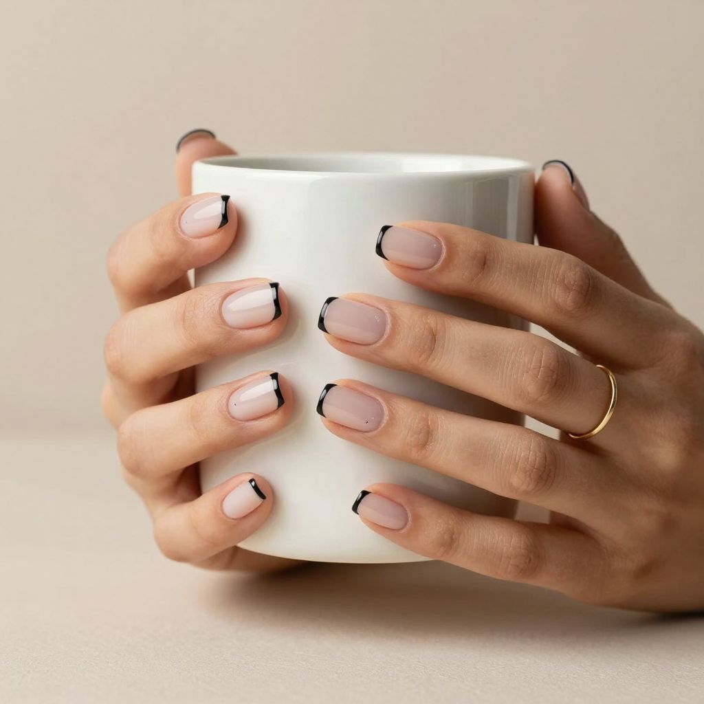 Short Black French Tips