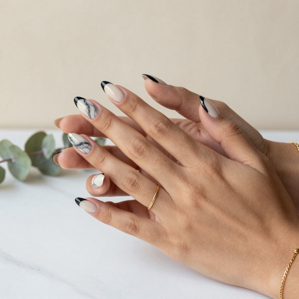 Black Tips with Marble Details