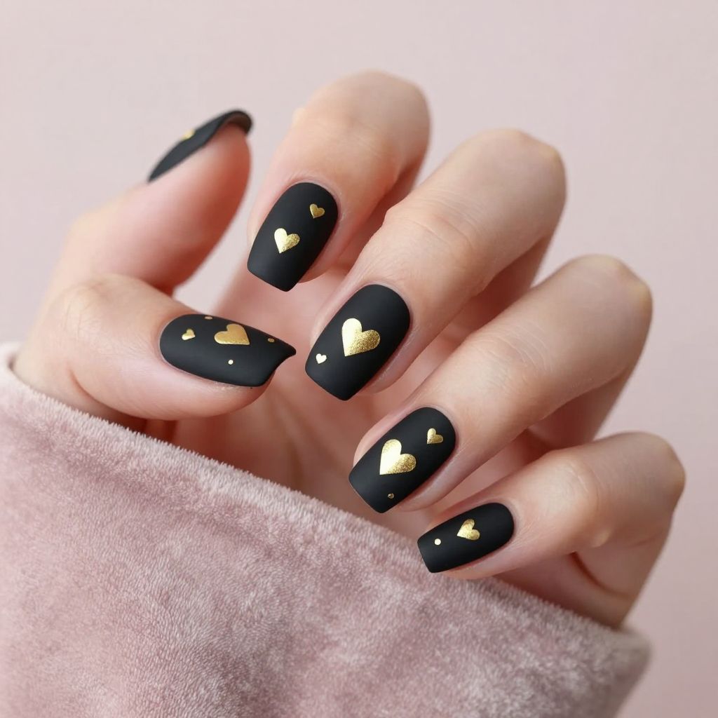 Black Valentine nail idea 1