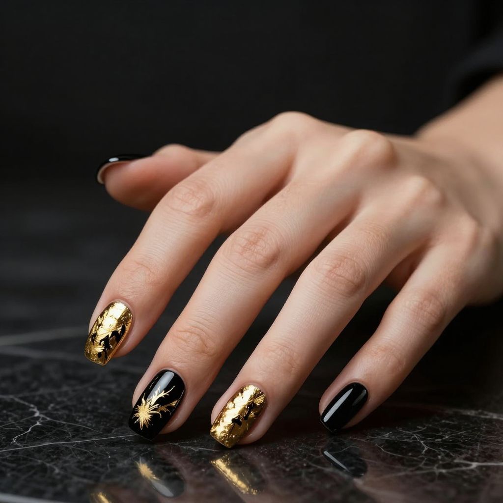 Black Valentine nail idea 9
