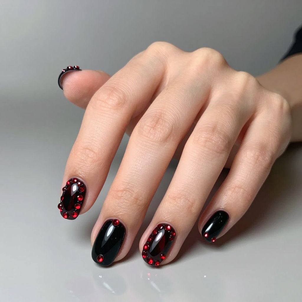 Black Valentine nail idea 10