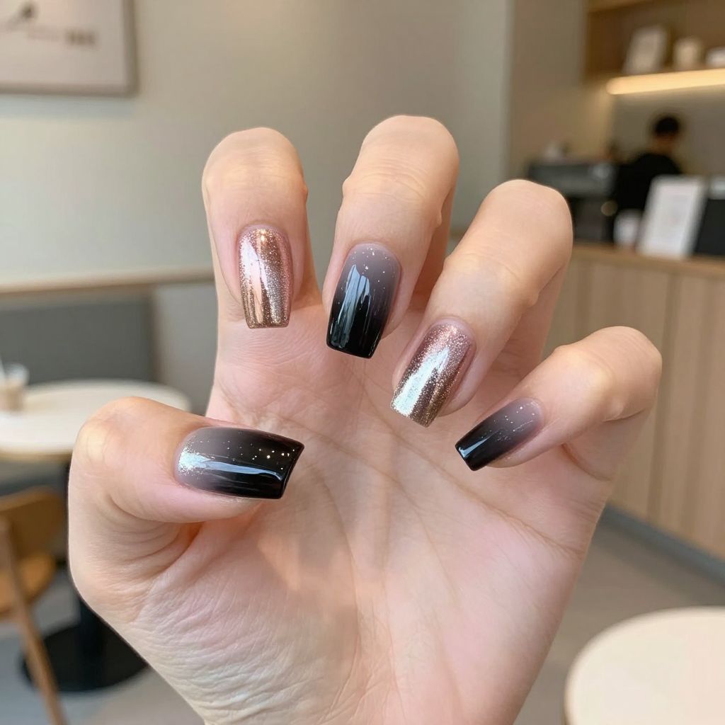 Black Valentine nail idea 12
