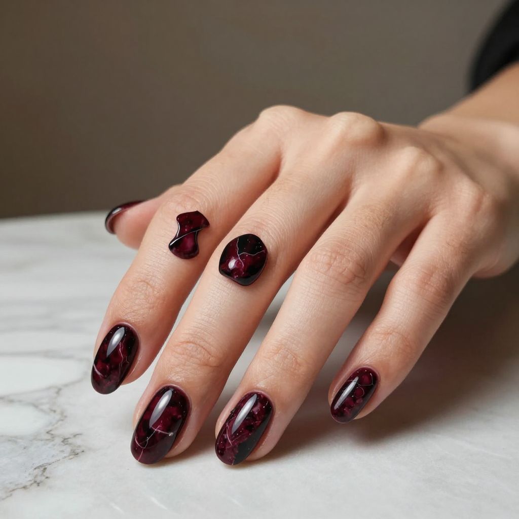 Black Valentine nail idea 13