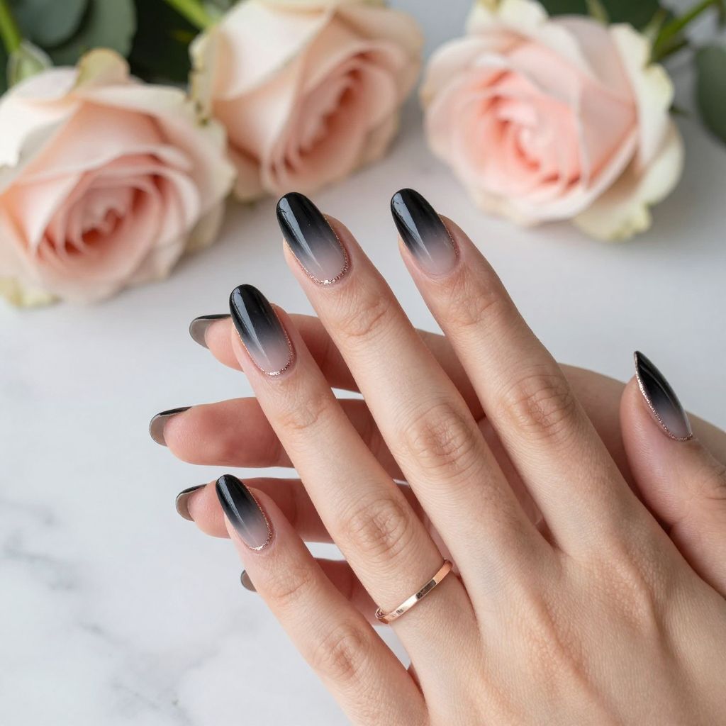 Black Valentine nail idea 3