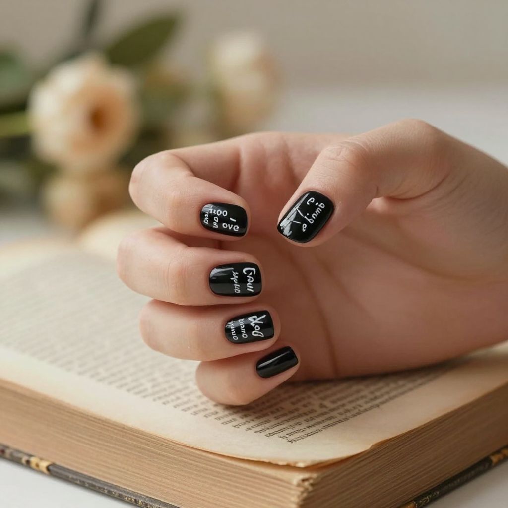 Black Valentine nail idea 4