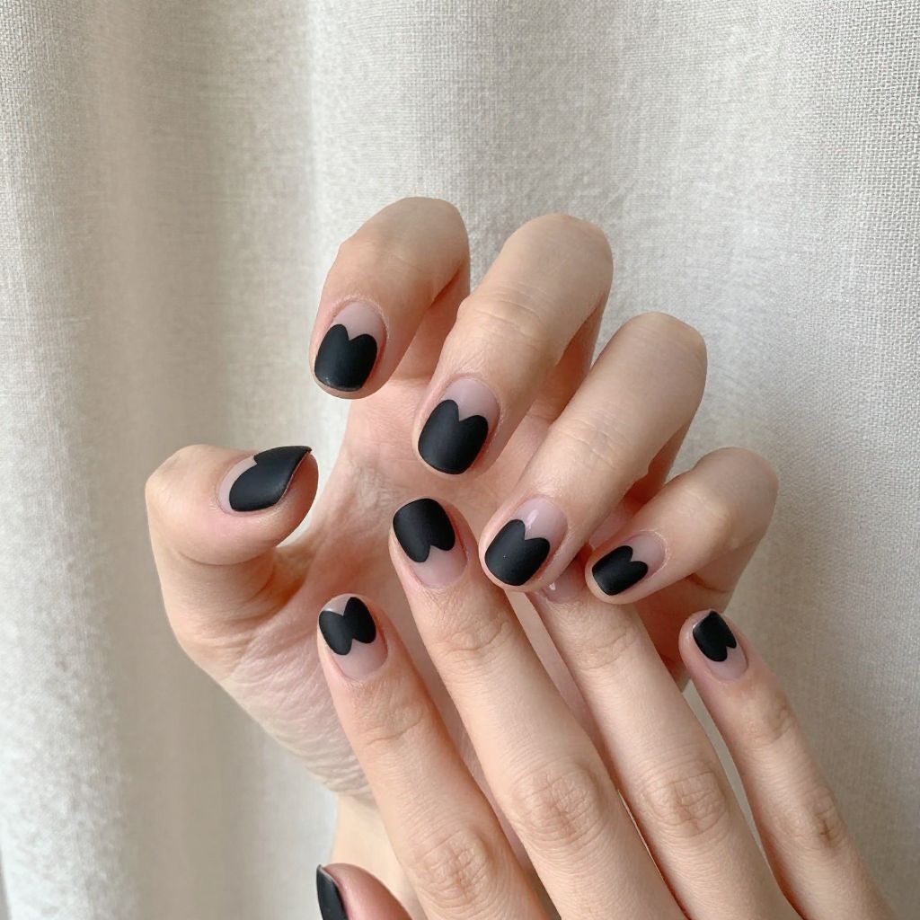 Black Valentine nail idea 6