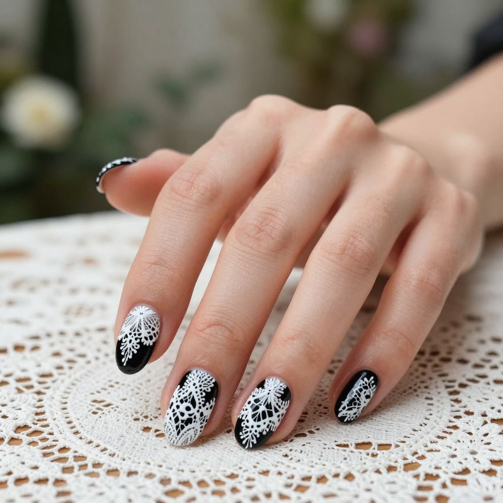 Black Valentine nail idea 8