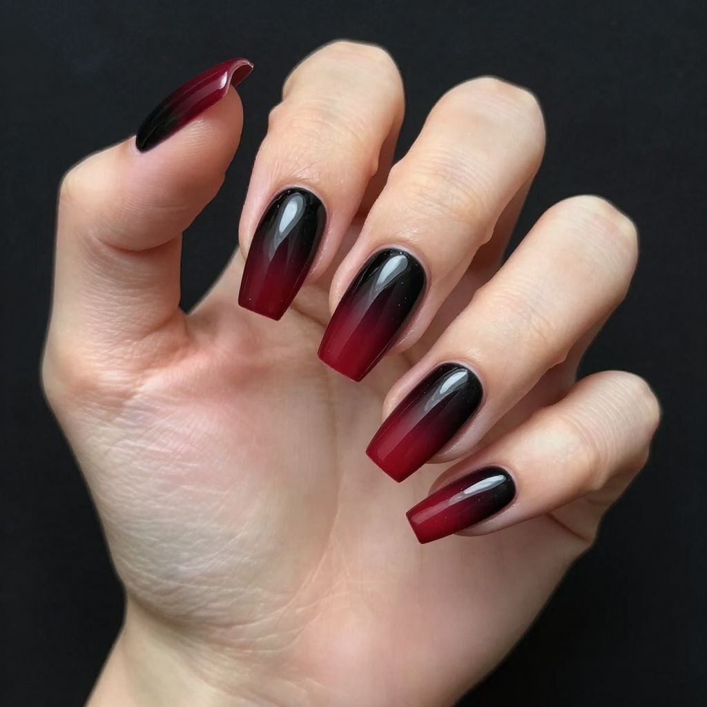 Black Valentine nail idea 7