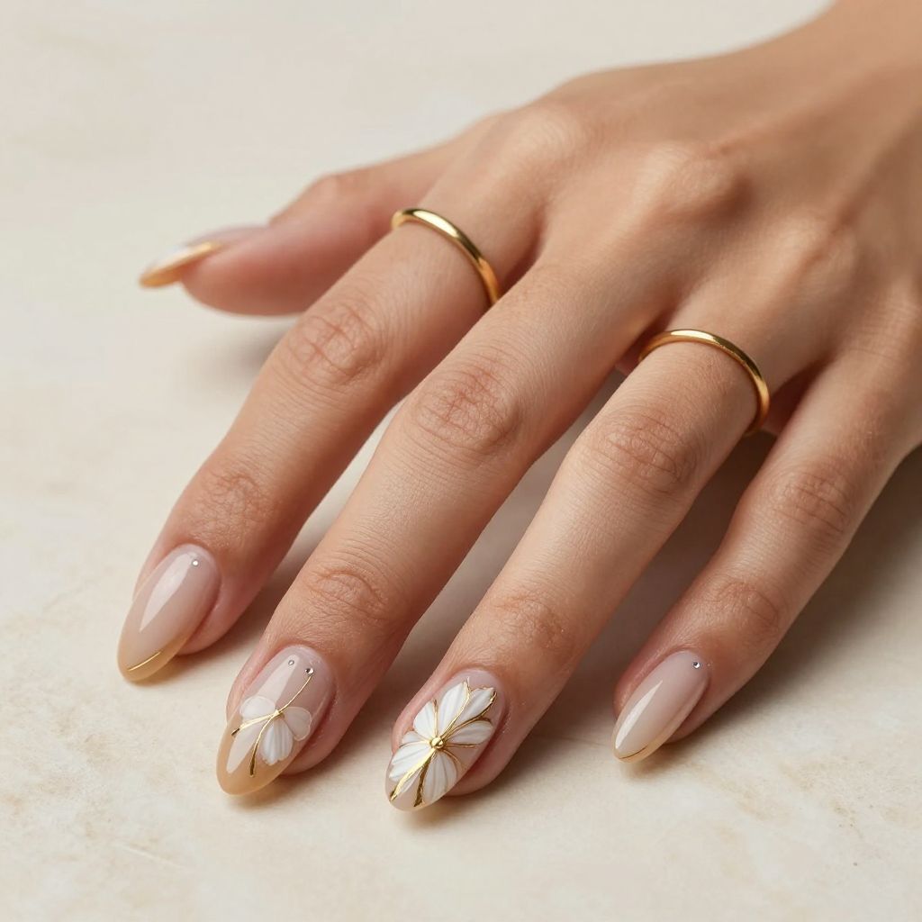 Nude Bloom with Gold Veining