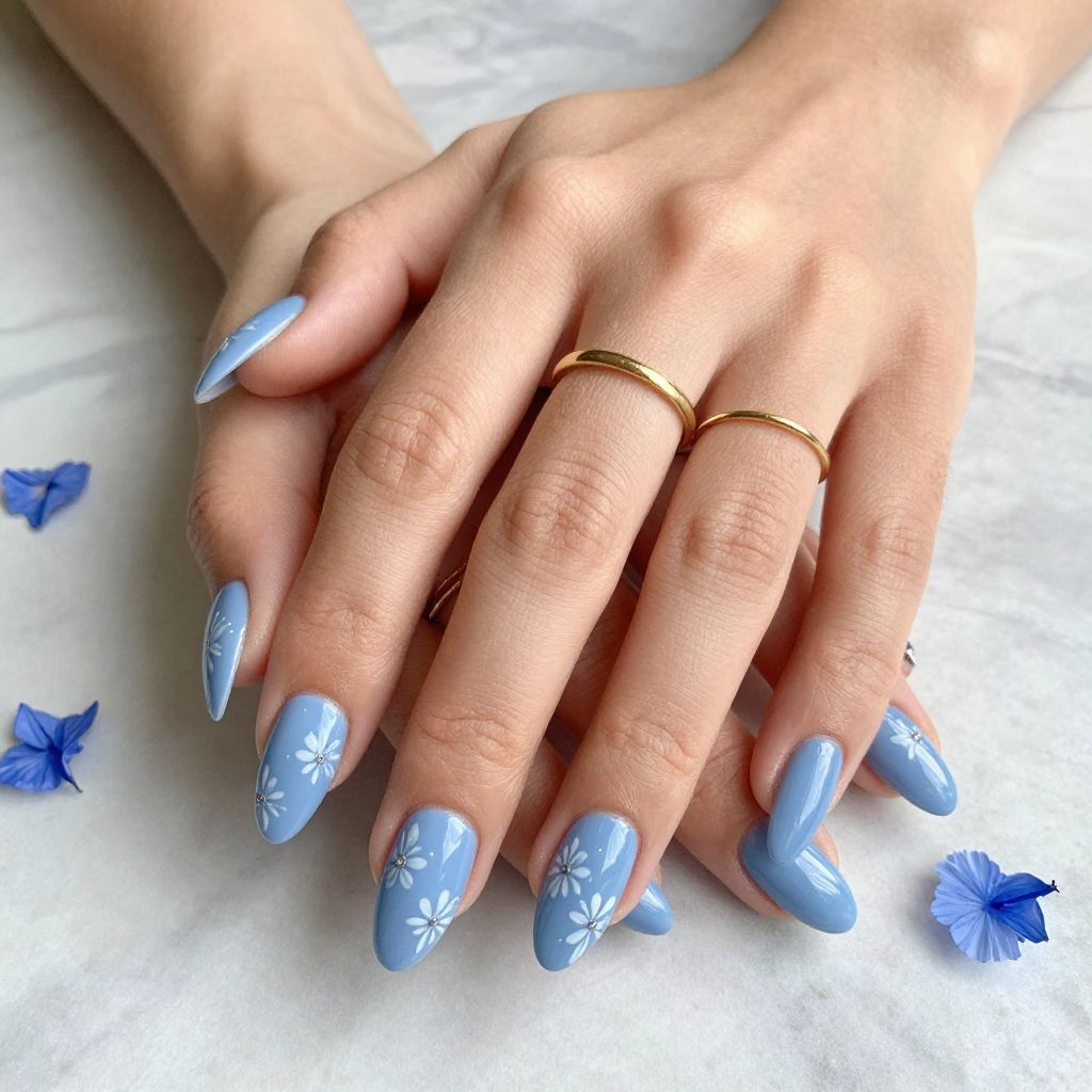 Blue Floral Acrylic Art