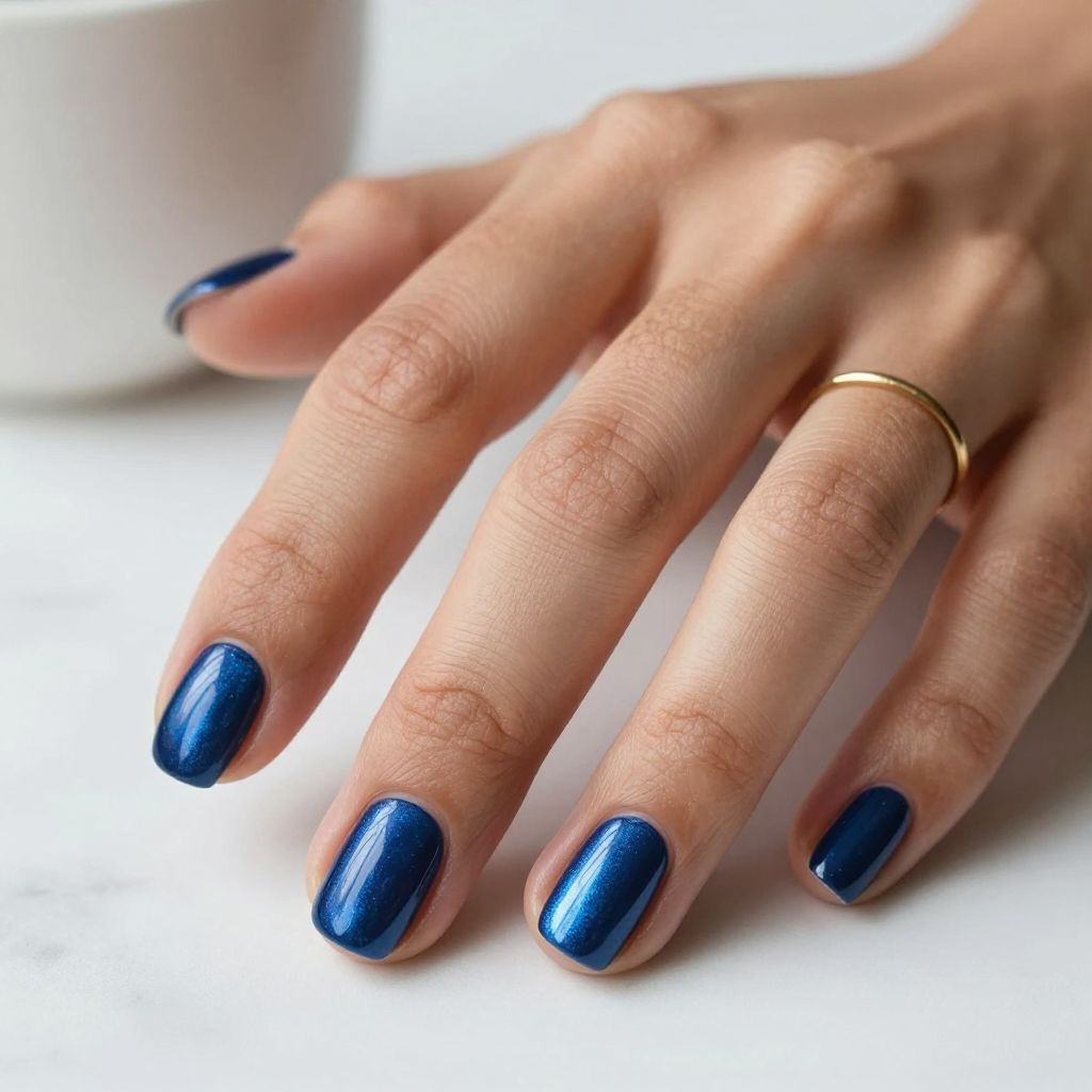 Midnight Blue Chrome Nails
