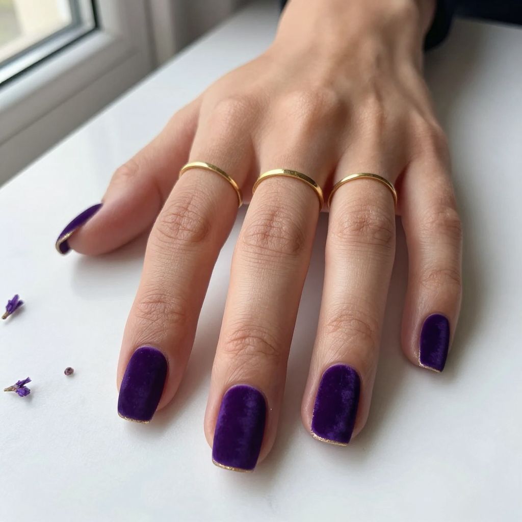 Deep Purple Velvet Matte Nails