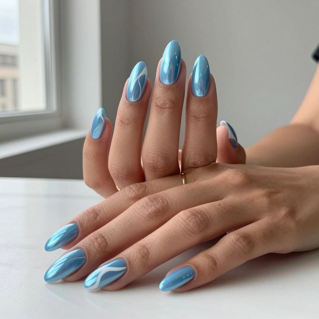 Blue And White Nail Inspo 2