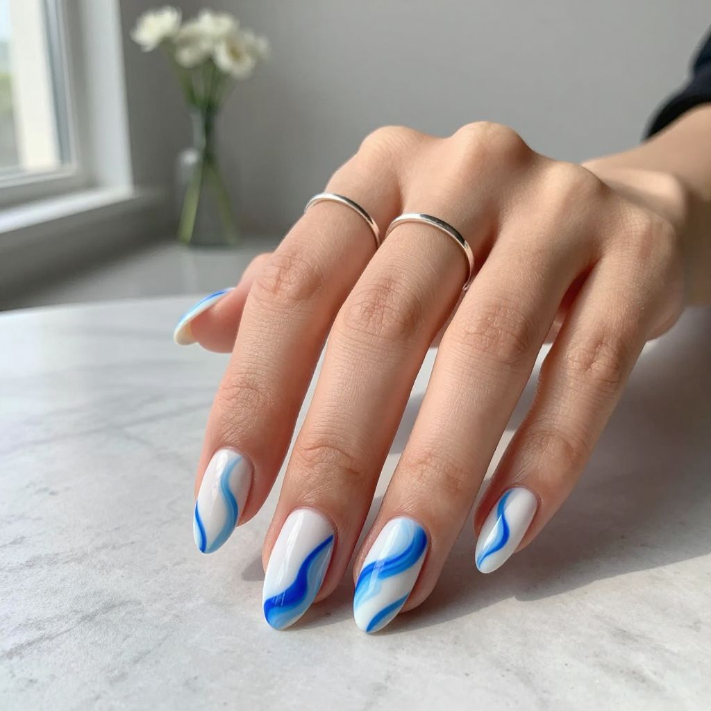 Blue And White Nail Inspo 9