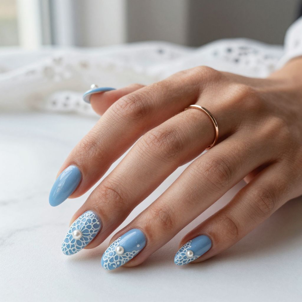 Baby Blue with Lace Overlay Design