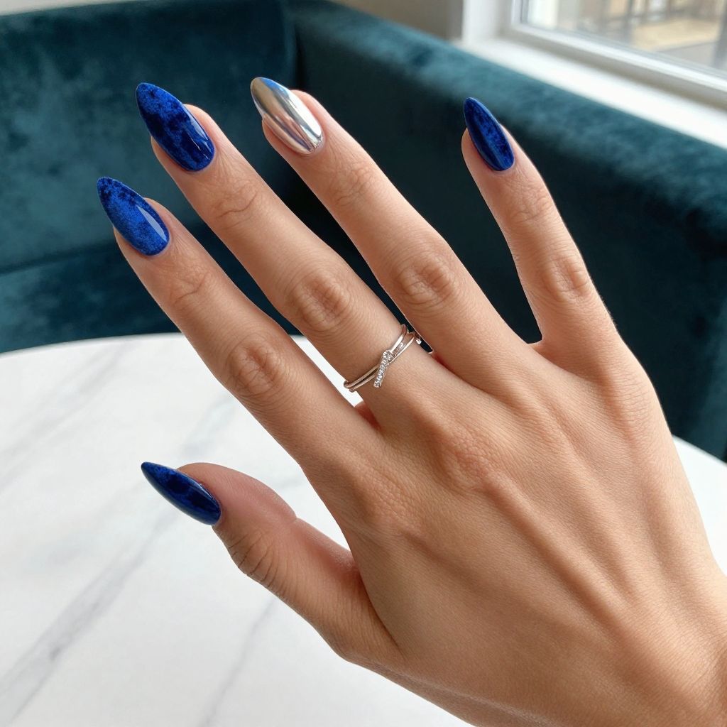 Prussian Blue Textured Velvet Finish