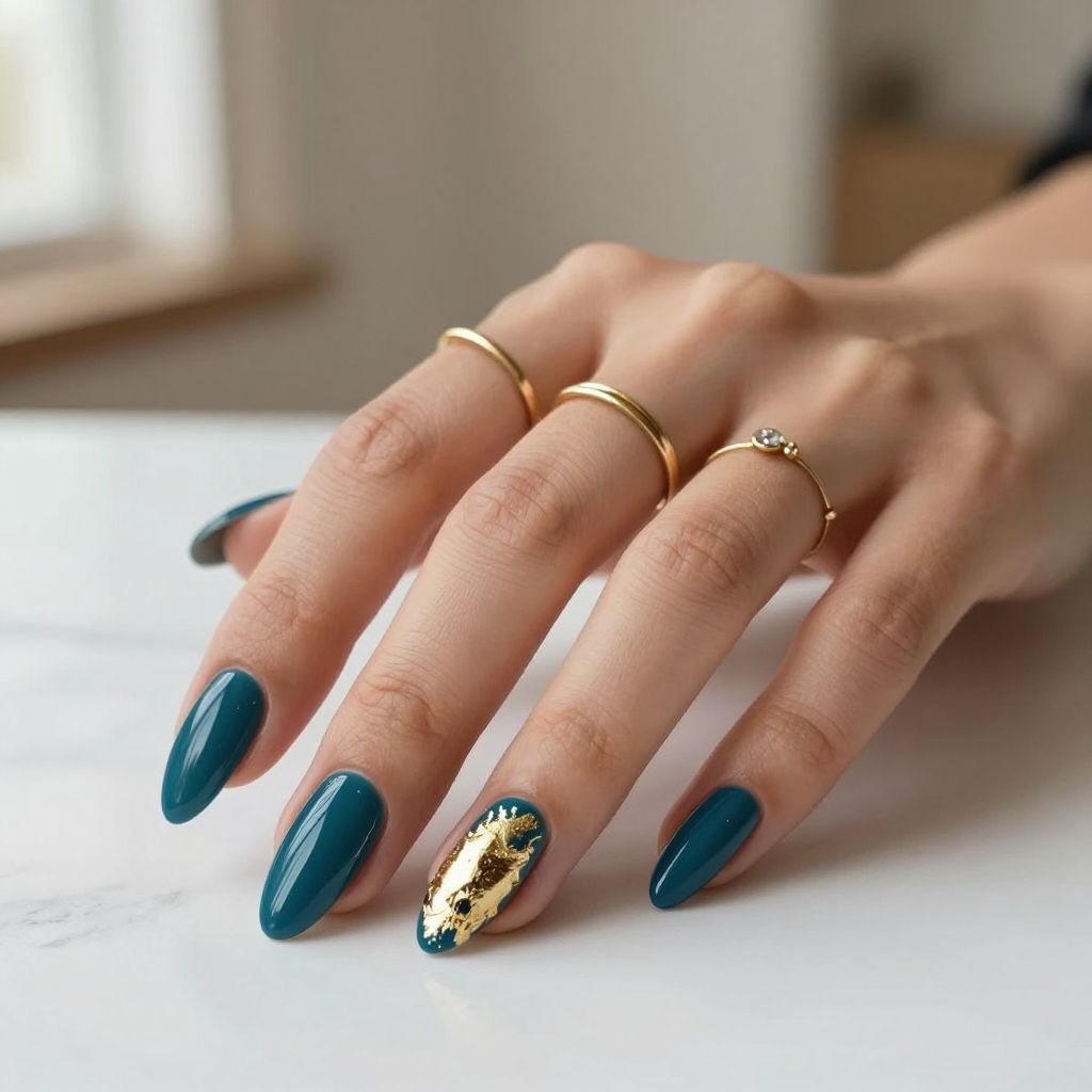 Deep Teal with Gold Foil Accents