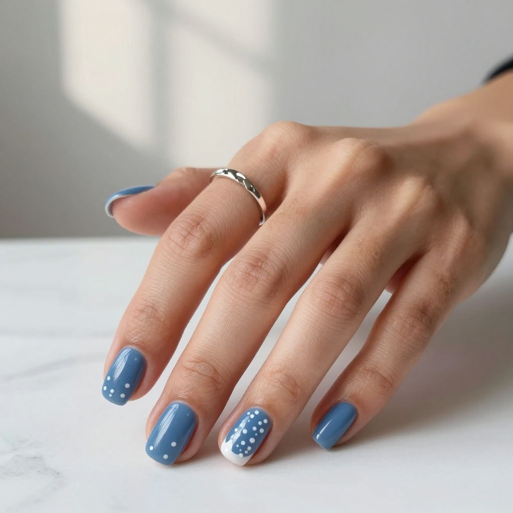 Slate Blue with Minimalist White Dots