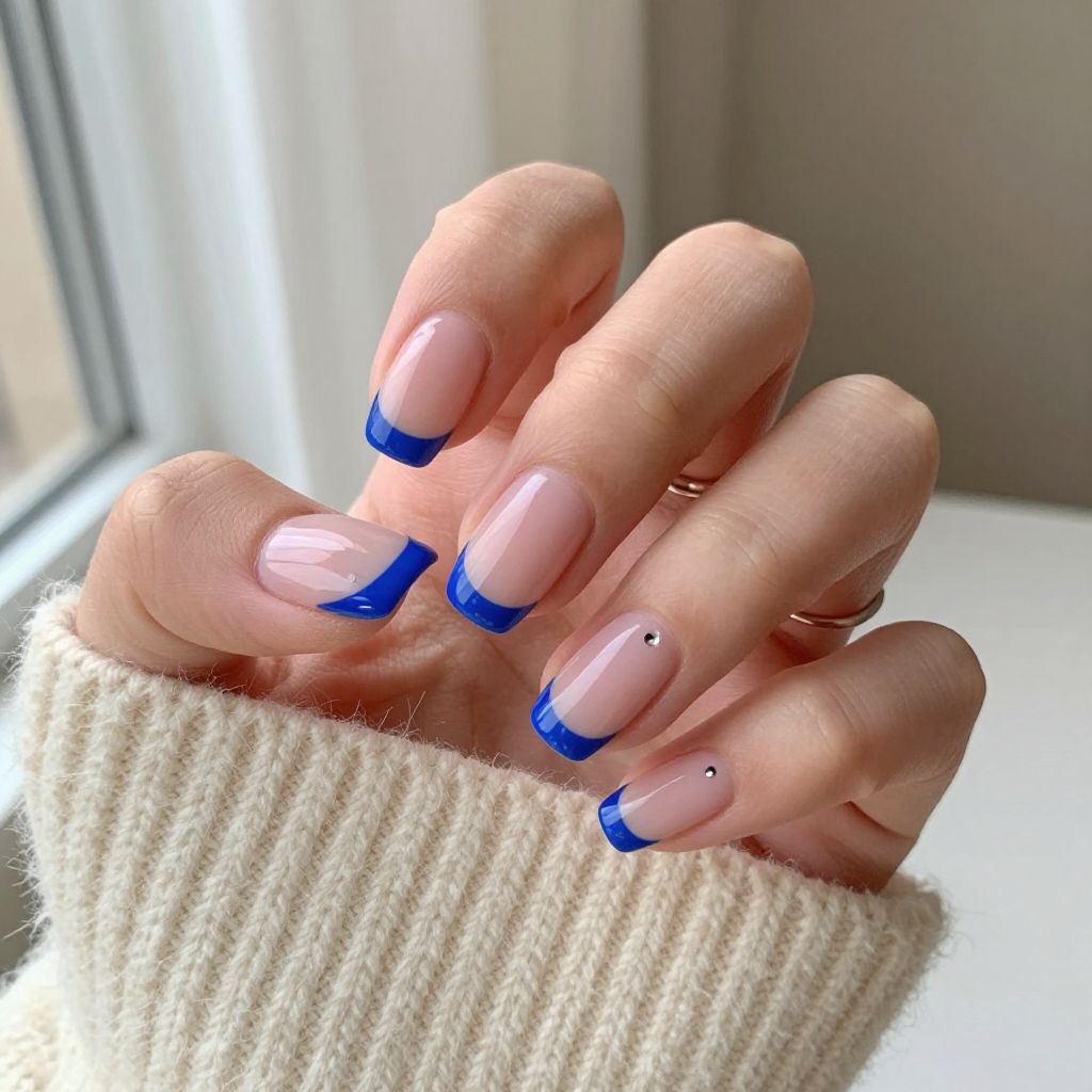 Blue Tip Micro French Nails