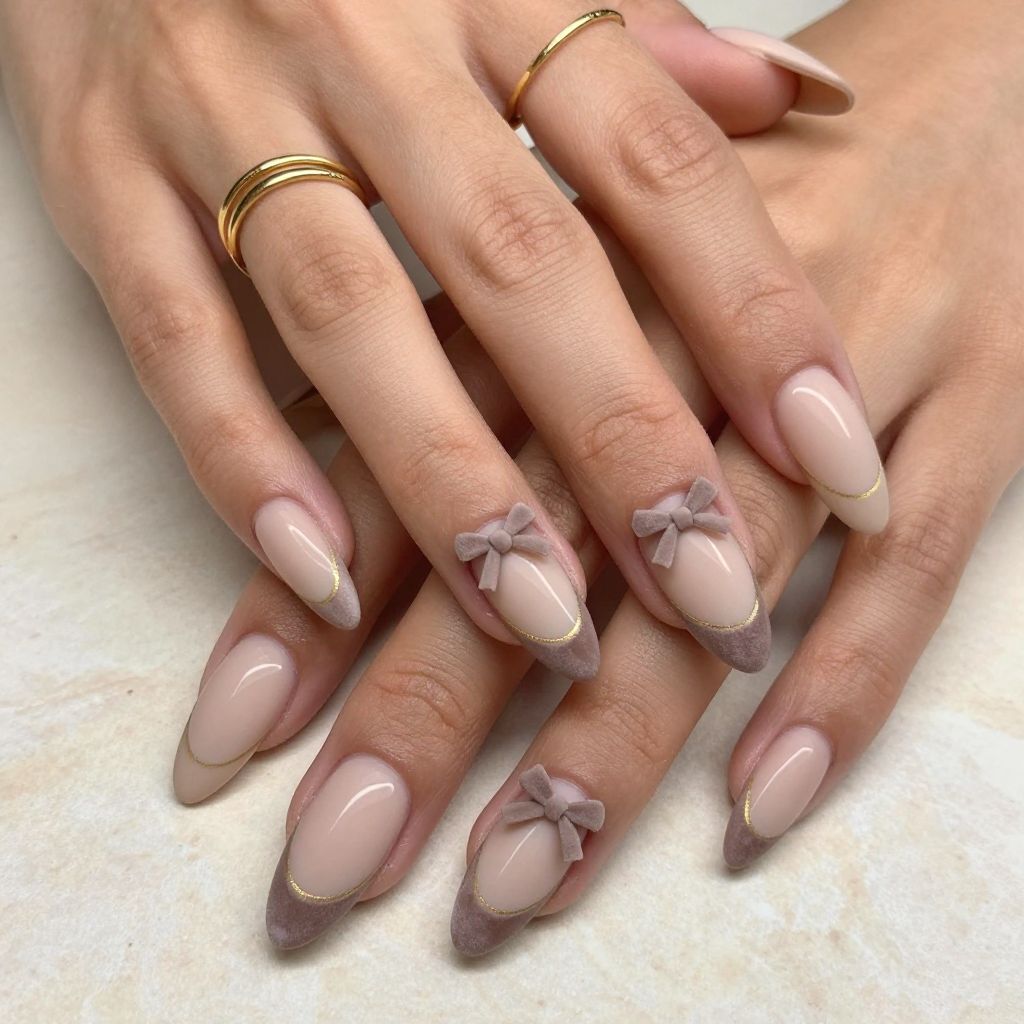 Nude Velvet Bow Frenchies
