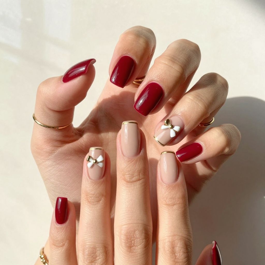 Red and Nude Holiday Bows