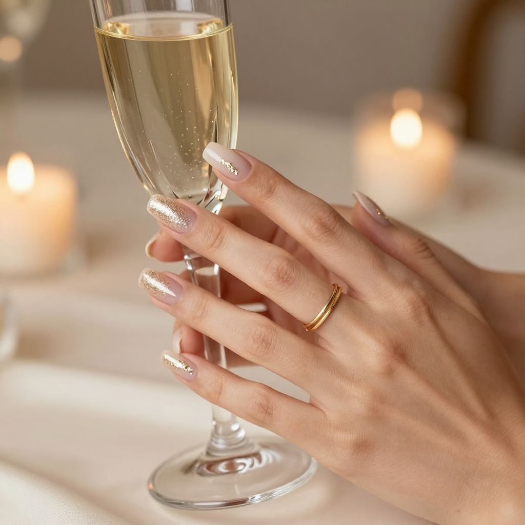 Champagne glitter gradient bridesmaid nails