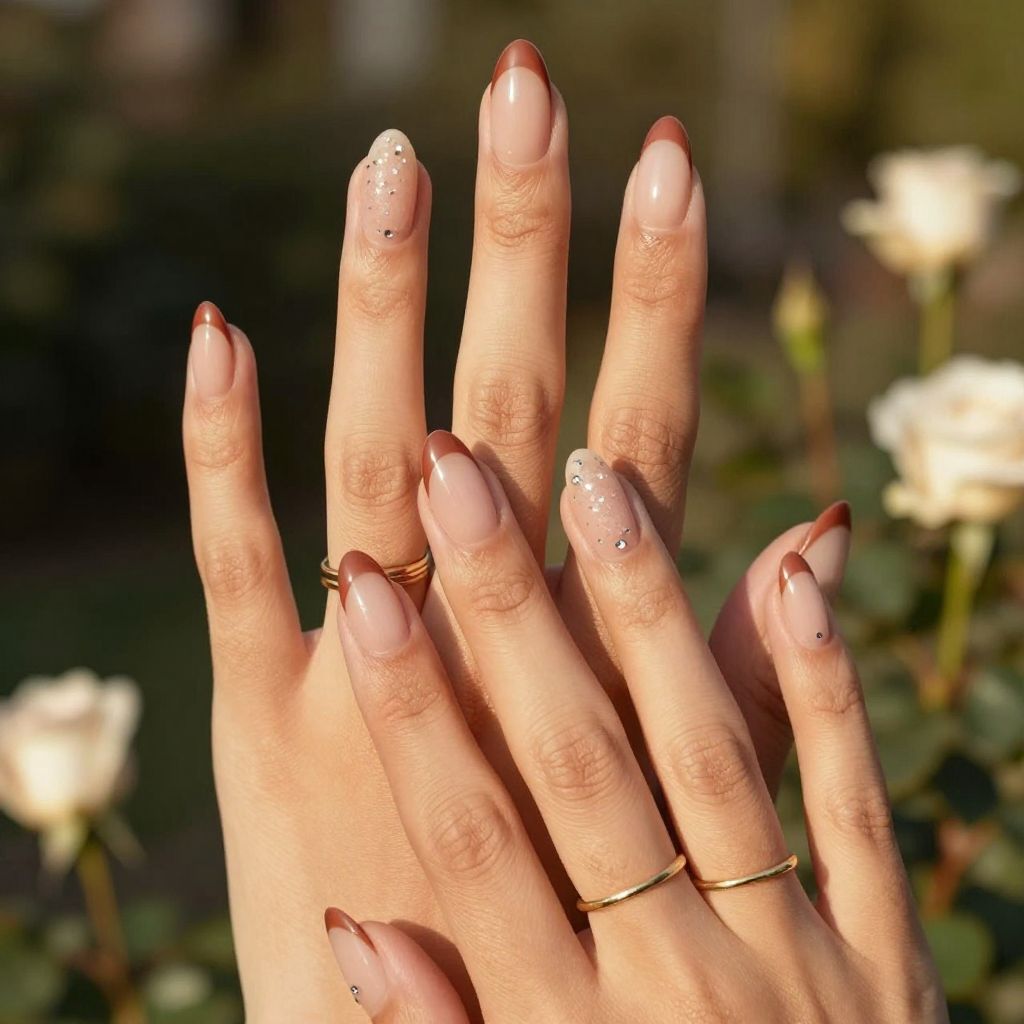 Terracotta tip flick bridesmaid nails