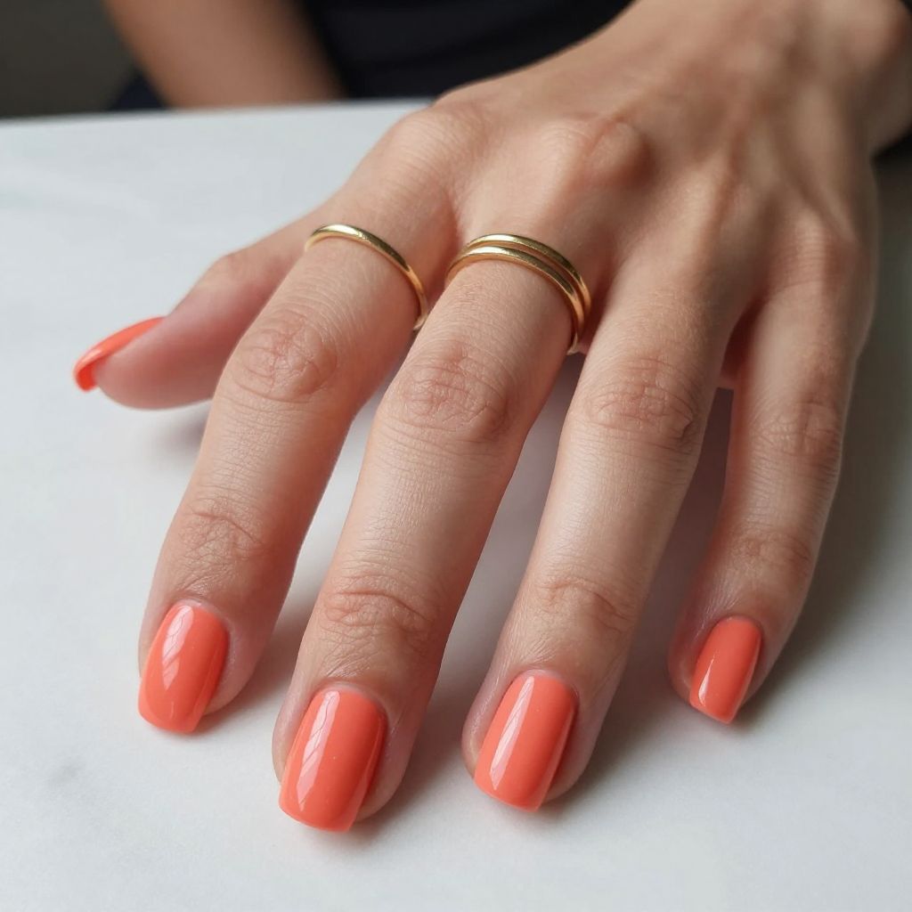 Electric Coral Square Nails