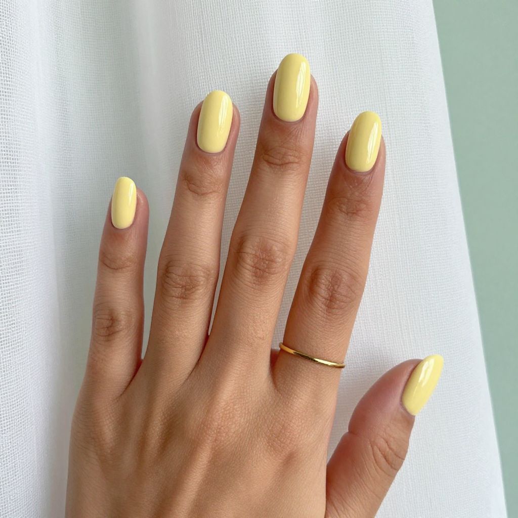 Lemon Cream Almond Nails