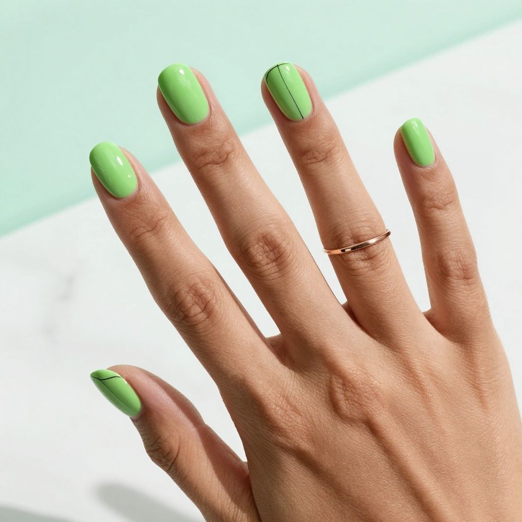 Lime Green Short Squoval Nails