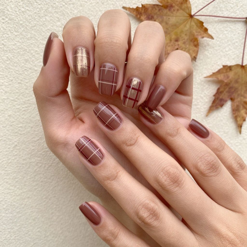 Burgundy Brown Plaid Pattern