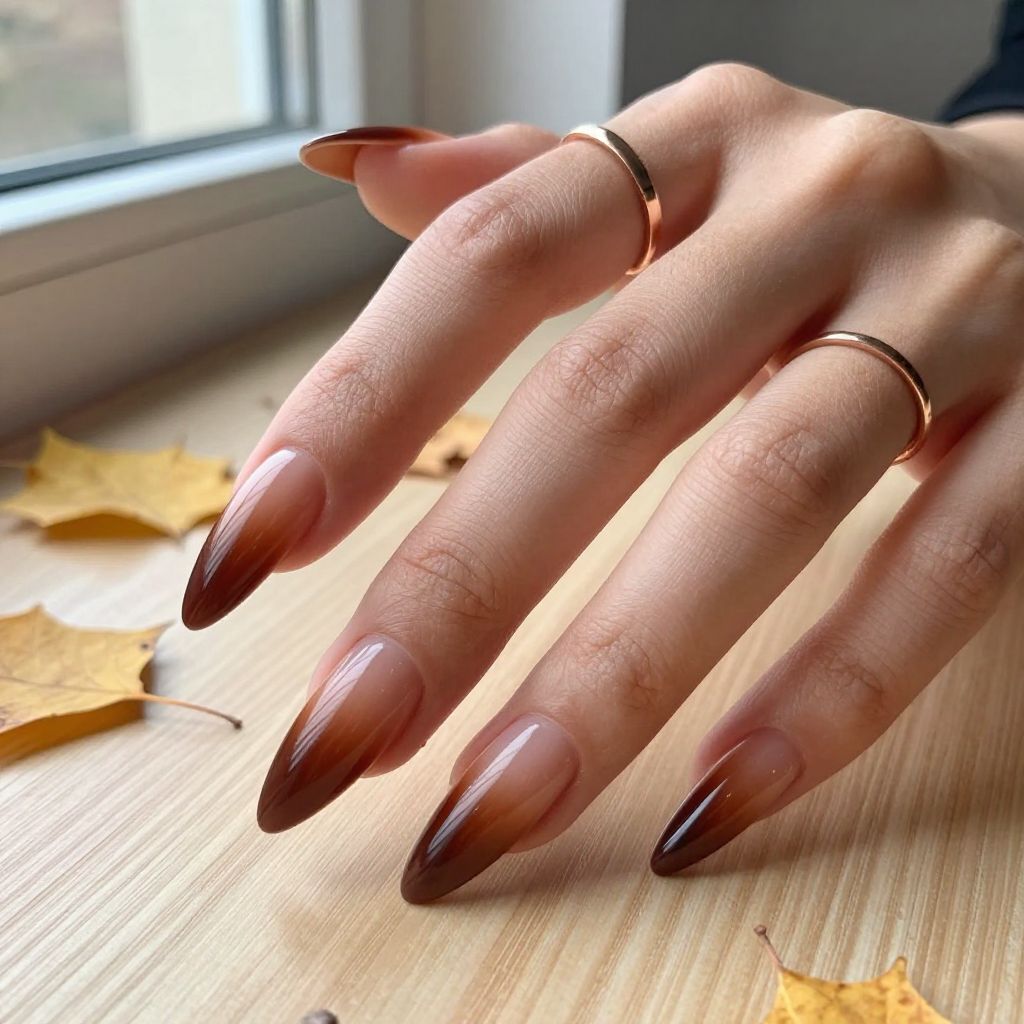 Burnt Sienna Ombre Stiletto Nails