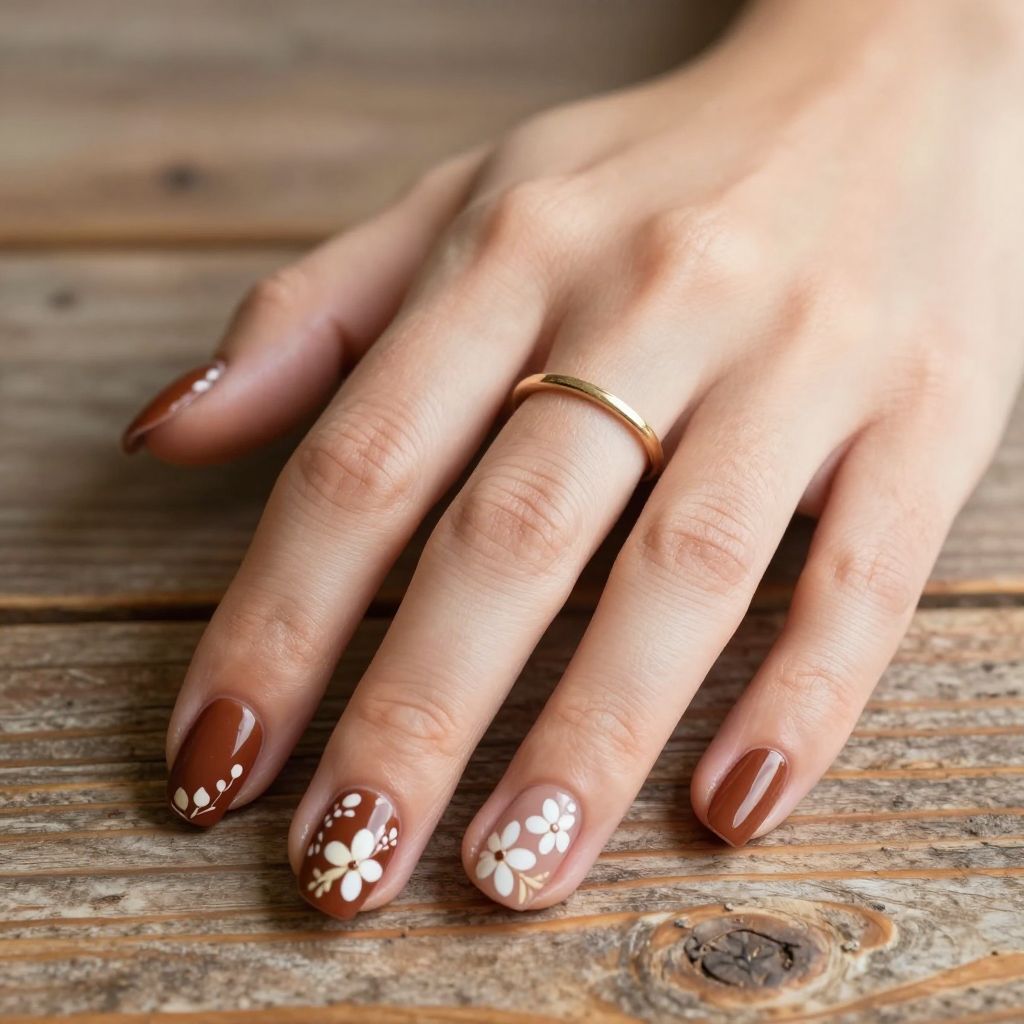 Brown nails idea 8
