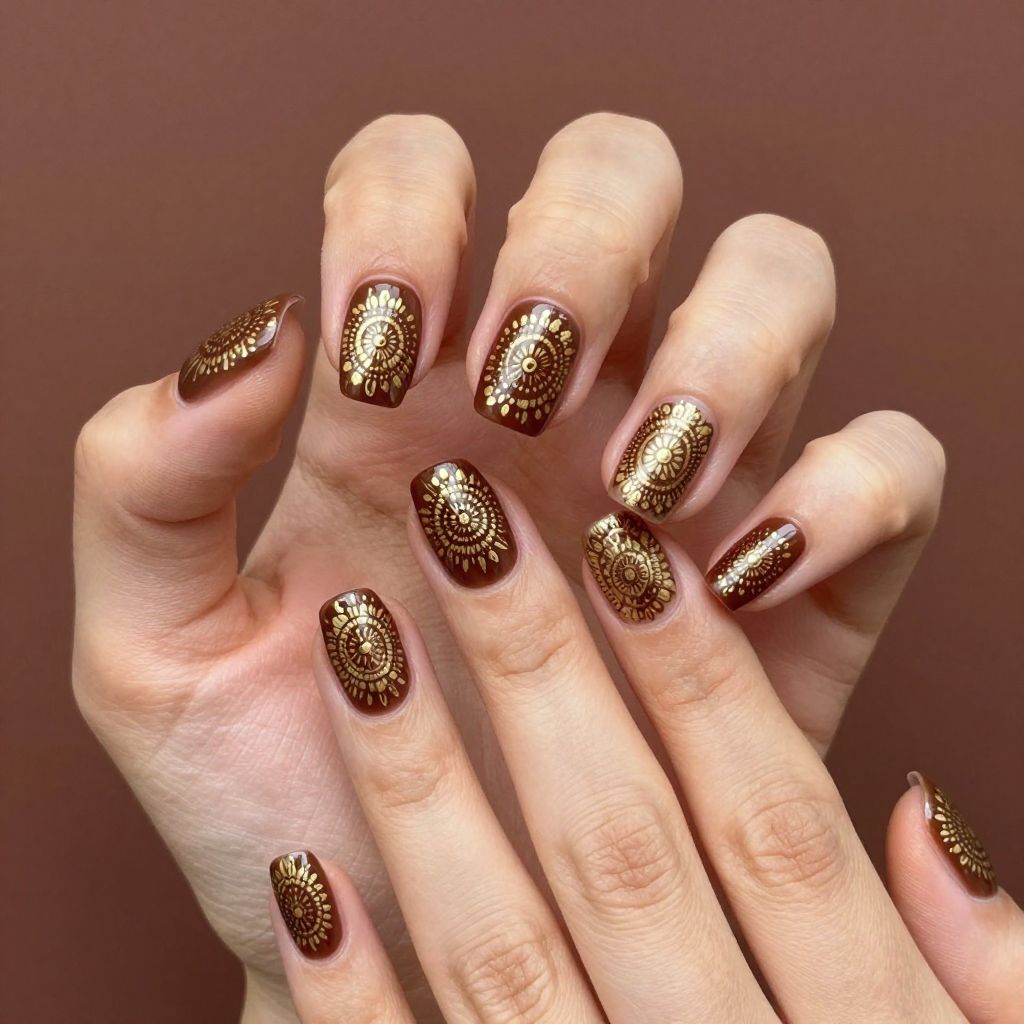 Brown nails idea 14