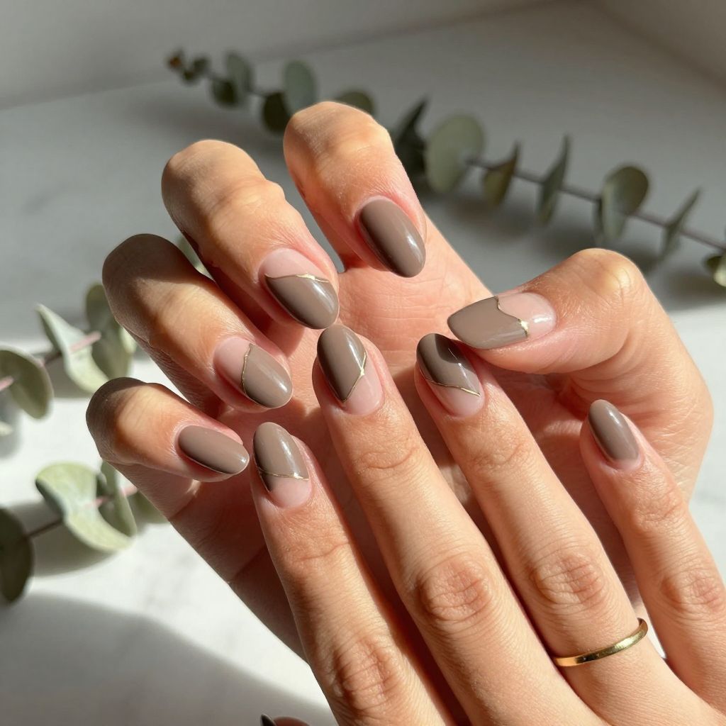 Taupe with Negative Space Nails