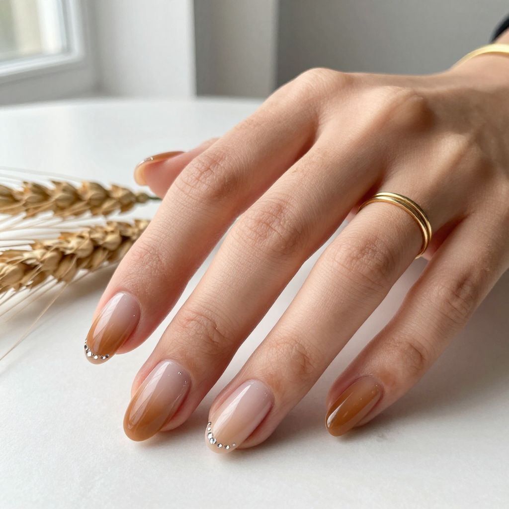 Caramel Gradient with Nude Tips