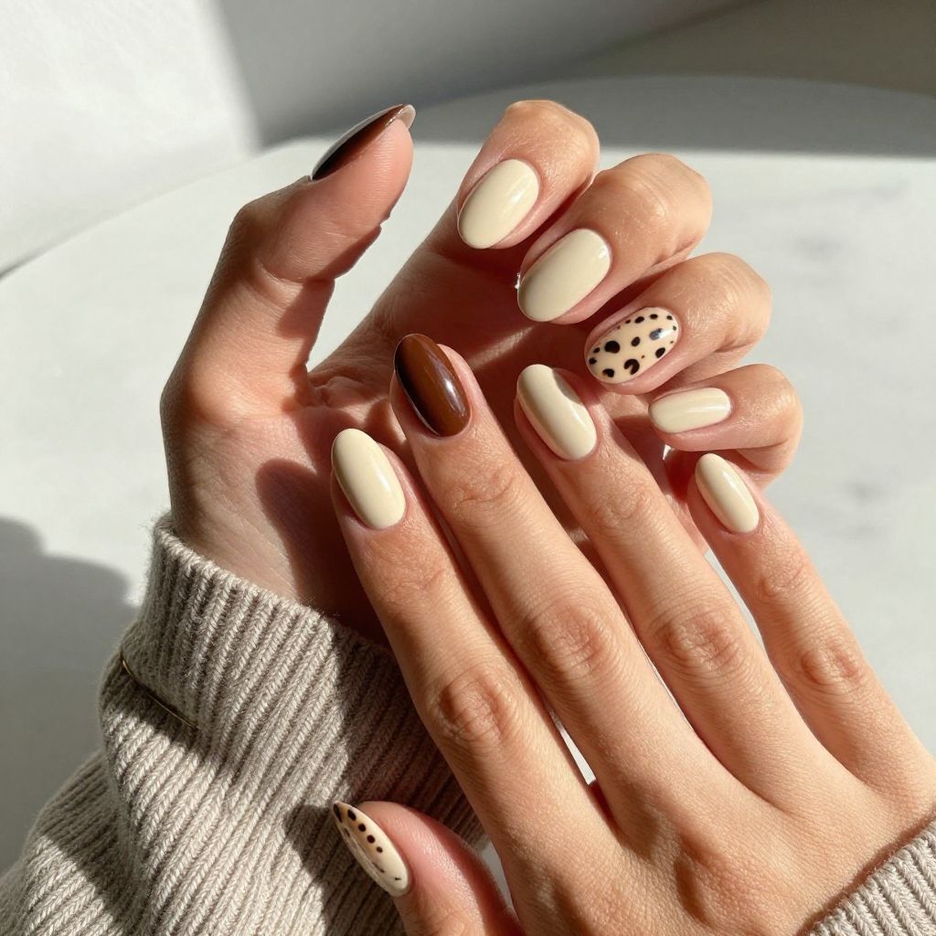Brown Leopard Print Nails