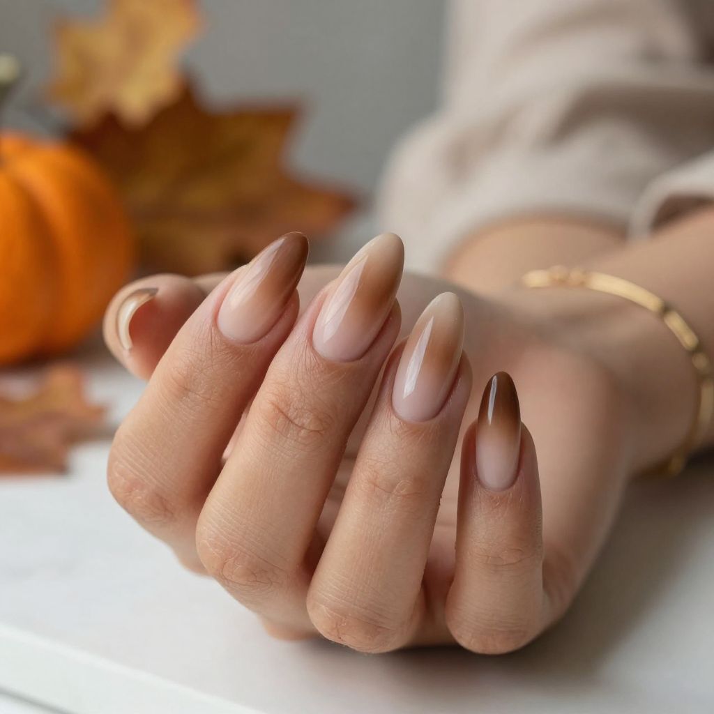 Brown Ombre Gradient Nails