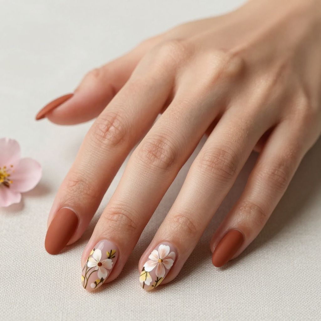Warm Brown with Floral Accents