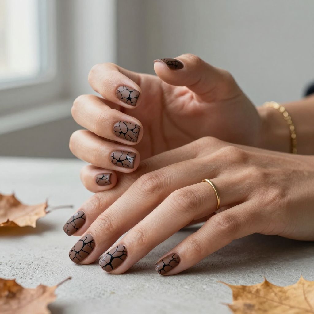 Chocolate Crackle Texture Nails