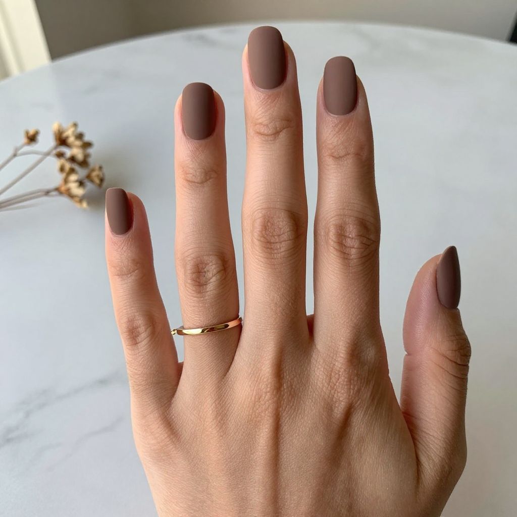 Mocha Velvet Matte Nails