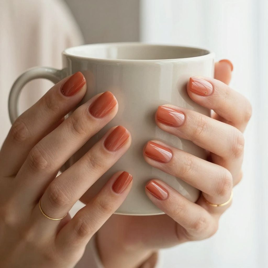 Warm clay jelly brown nails