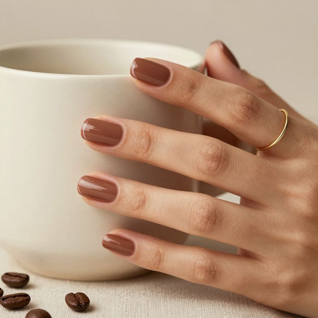 Cocoa brown negative space nails