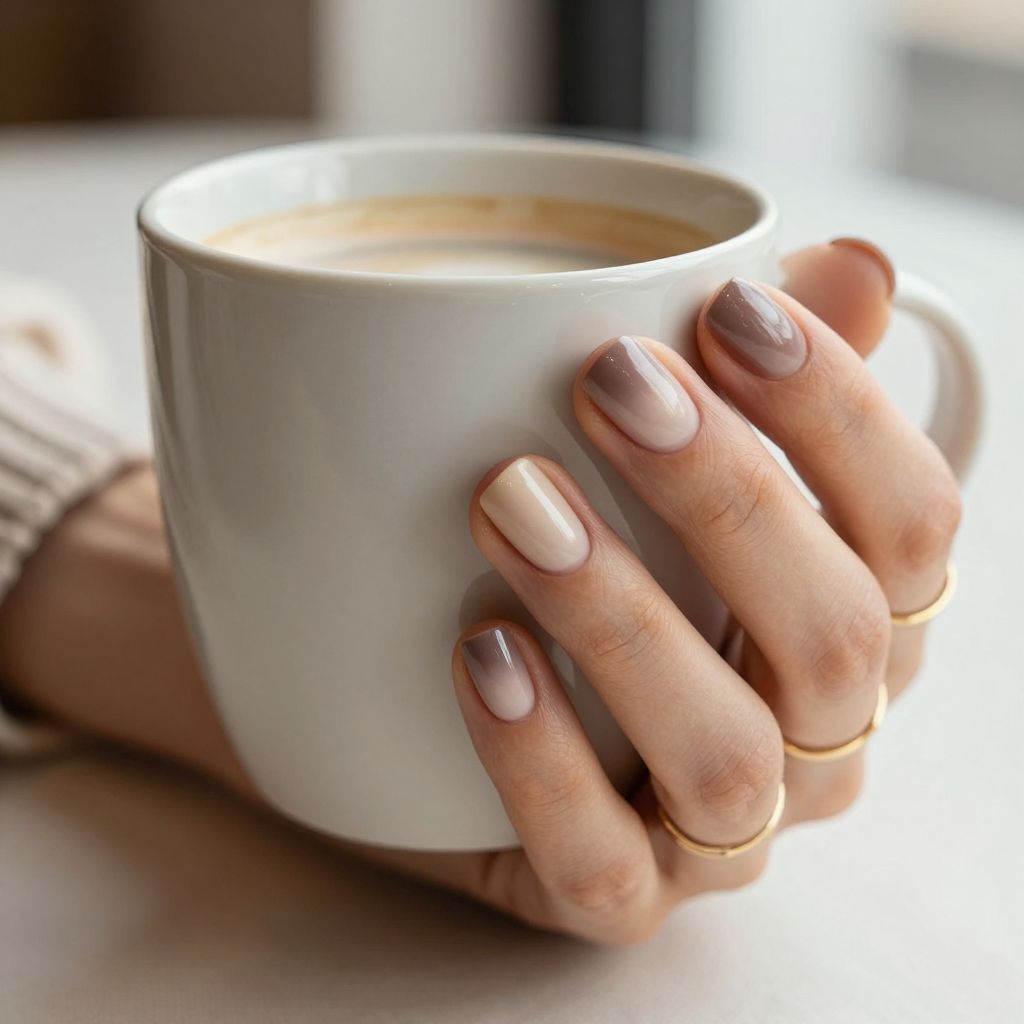 Taupe brown ombre nails
