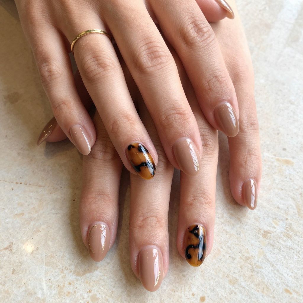 Tortoiseshell Accent Builder Gel Nails