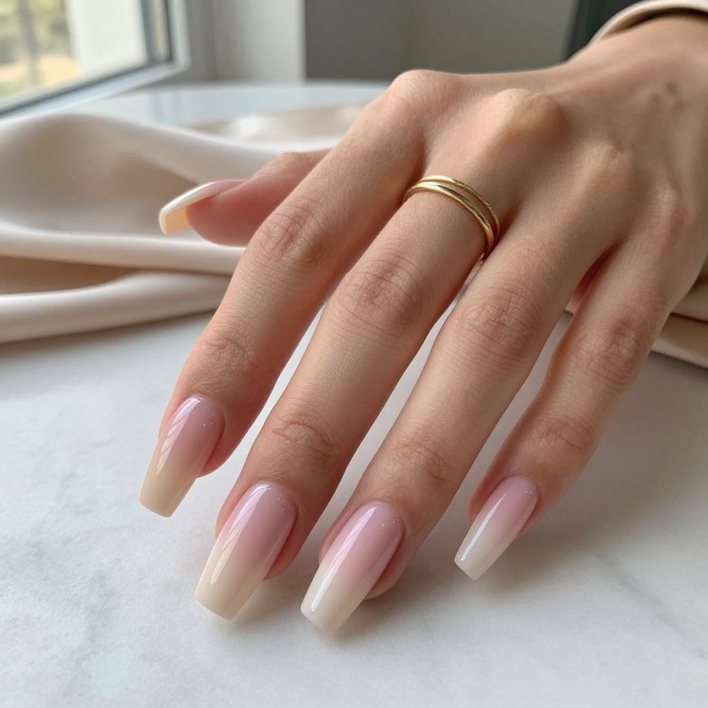 Neutral Ombre Coffin Nails