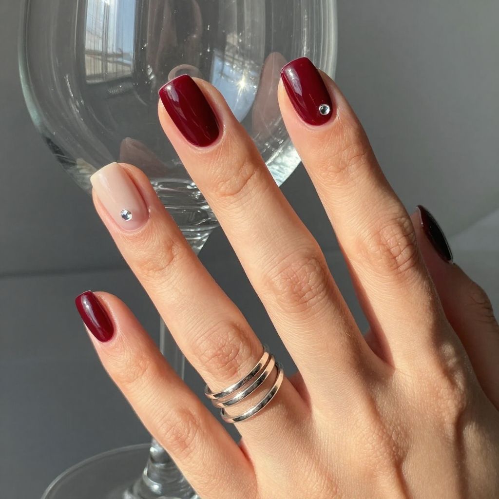 Deep wine gloss burgundy nails